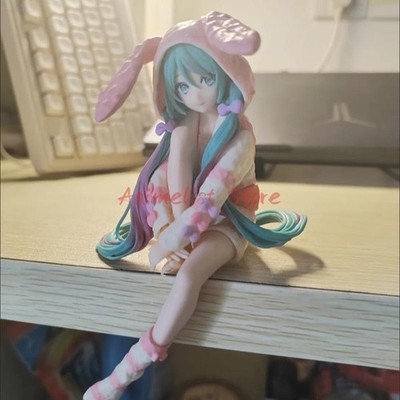 15CM Anime HATSUNE MIKU Figure Noodle Stopper Figure Rabbit Ear Pajamas Model