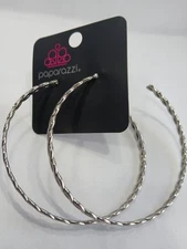 Paparazzi Silver Twisted Hoop Earrings "Resist The Twist" Fashion Nkl-Free