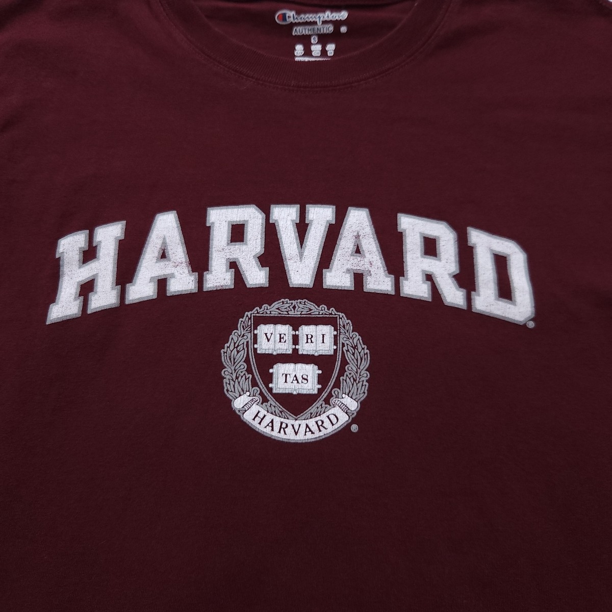 Champion S Red Long Sleeve T-Shirt Harvard Crimson Elastic Cuff | eBay