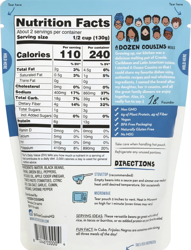 A Dozen Cousins Beans Black Rice Cuban 10 oz (Pack of 6) - Image 2 of 2