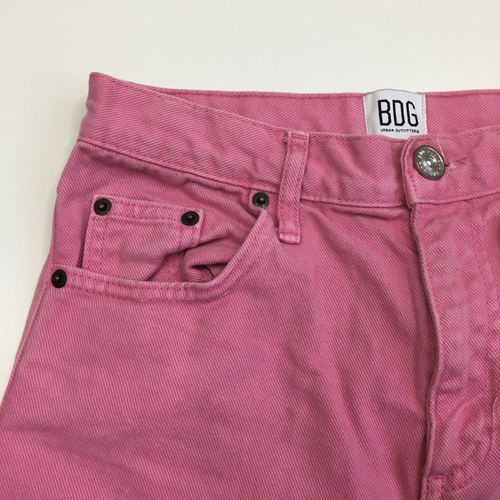 BDG URBAN OUTFITTERS Pink Slit Hem 5 Pocket High Waist Jeans Womens sz w26 - Picture 6 of 12