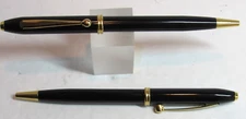 SET OF 2 TERZETTI "TOWNY" BLACK/GT METAL BALLPOINT PEN-CLICK TOP, VELVET POUCH
