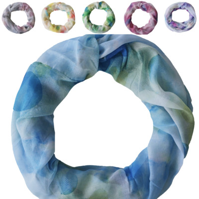 Damen Loop Schal Rundschal 20% Seide Schlauchschal Halstuch Tuch Kreise 2331