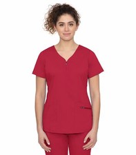 Healing Hands 2341  Purple Label Jeni Women's Y-Neck Scrub Top Red - S