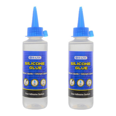 BAZIC Silicone Glue 3.38 Oz. (100 mL), Waterproof Crack Resistant, 2-Pack