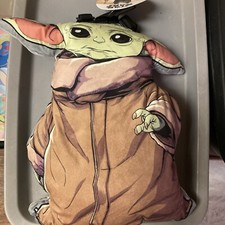 Star Wars Baby Yoda Shaped Plush Backpack 16  H X 12  W X 3  Deep New Disney