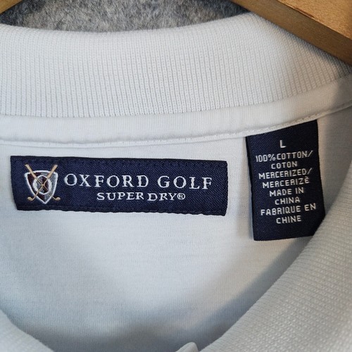 Oxford Golf Men's Super Dry Polo Shirt Size L Blue & White Stripes Cotton SPOTS - Picture 6 of 11