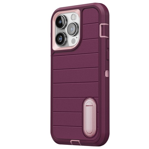 Kickstand Case, Purple Heavy Duty Cover For Apple iPhone 15/15 Pro/15 Pro Max/+ - Picture 13 of 27