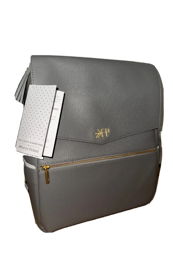 New Diaper Bag Backpack Grey Vegan Leather Freshly Picked Handbag