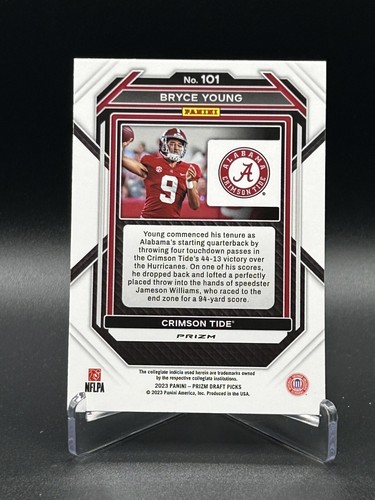 2023 Panini Prizm Draft Picks Bryce Young Gold Ice #101 Rookie (RC) - Alabama - Picture 2 of 2