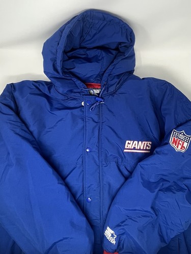 Vintage 1990s New York Giants Starter NFL Hooded Puffer Jacket (L)