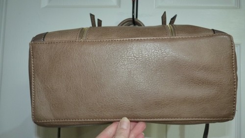 David Jones Womens Tote Bag Double Handles Faux Leather Brown Detachable Strap - Picture 8 of 12
