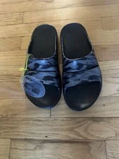 NEW OOFOS Black Gray Camo Slides Women's Sz 10 Men’s Sz 8 Limited Edition