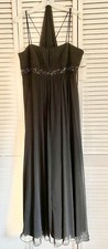 Formal Maxi Dress Black Empire Waist Beaded Embellishment NWT SZ 8 W/Shawl #