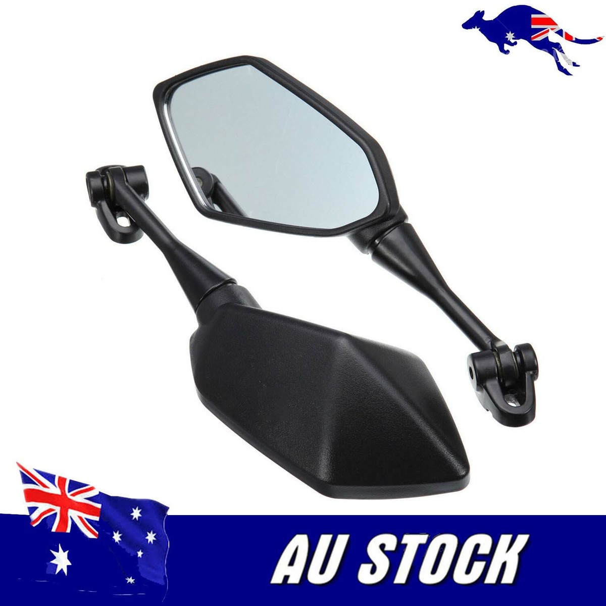 Pair Of Black Rear View Mirrors For Yamaha R1 R3 R6 FZ6 TMAX530 Motorcycles 8 thumbnail image