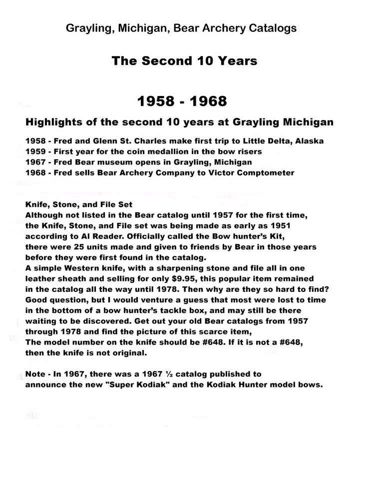 2nd 10 Years of Bear Archery Catalogs Reproduction- 1958 to 1968  In One Book - Image 2 of 4