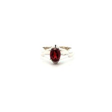 Sterling Silver Oval Garnet Ring Size 6.5 Stone 6 x 8 mm