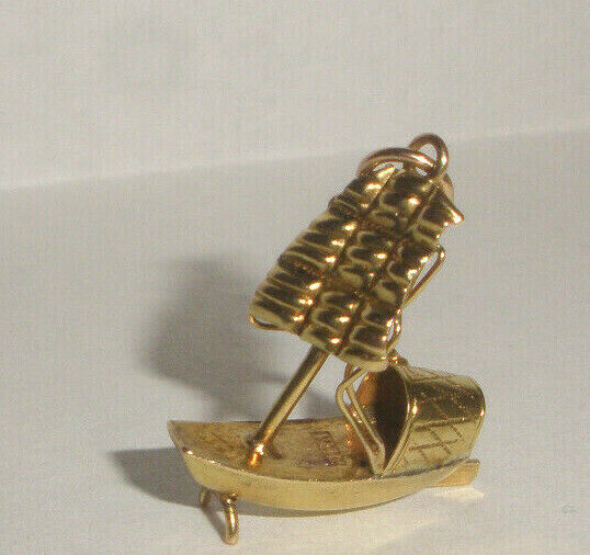 Antique 14k gold charm  Sailboat Chinese Junk Boa… - image 5