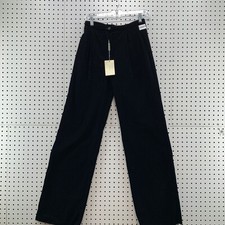 Vintage Emporio Armani Black Womens Velour Pants Fit 25X30" Wide Leg Velvet NEW