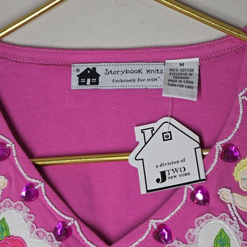 Storybook Knits Heart Cupid T-Shirt M Valentine's Day Lace Jeweled Embroidered - Picture 6 of 7