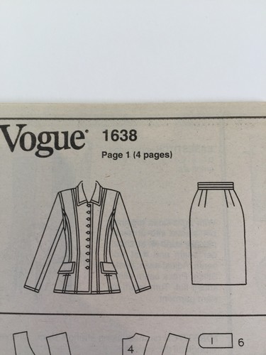 Vogue 1638 Oscar de la Renta Suit Jacket Skirt LABLE Ladies New Uncut Pattern - Picture 8 of 11