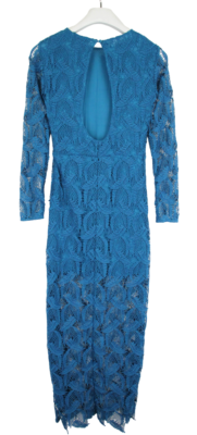 MAJE Dress Women's SMALL Long Sleeve Lace Embroidered Lined Blue Maxi | eBay