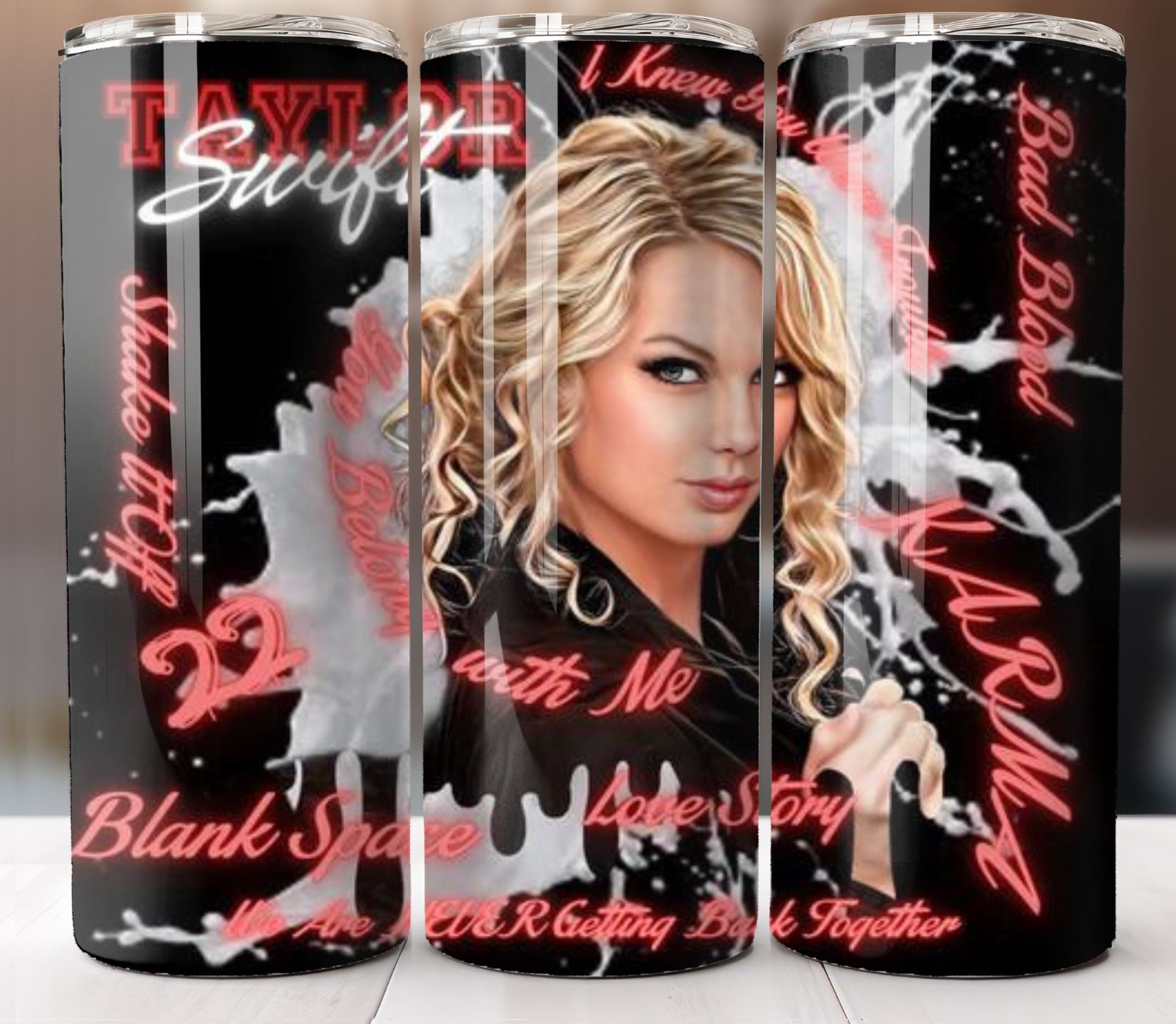 TAYLOR SWIFT 20 Oz Tumbler with 1 Lid, 2 Straws and 1 Straw