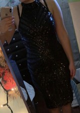 Windsor S Black Sequin Bodycon Midi Party Dress Halter Neck Vestido Nuevo Fiesta