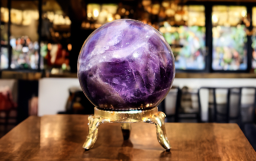 45MM Chevron Amethyst Purple Quartz Healing Chakra Balance Sphere Gemstone Ball - Picture 1 of 10