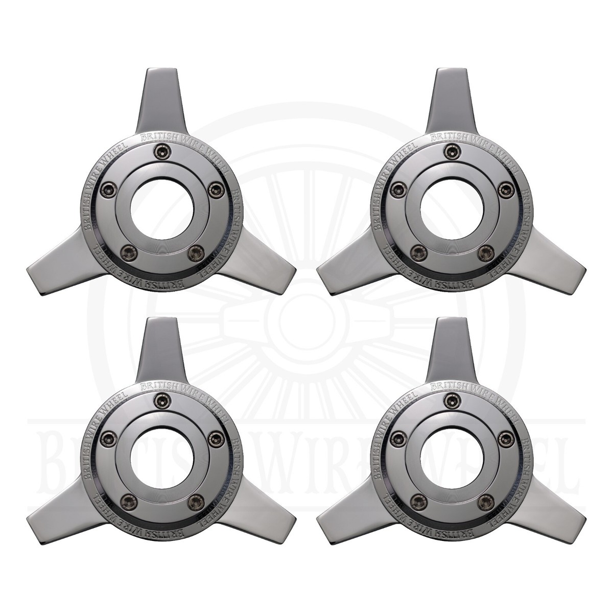 3 Bar Zenith Locking Style Chrome Knock Off Spinner Caps for