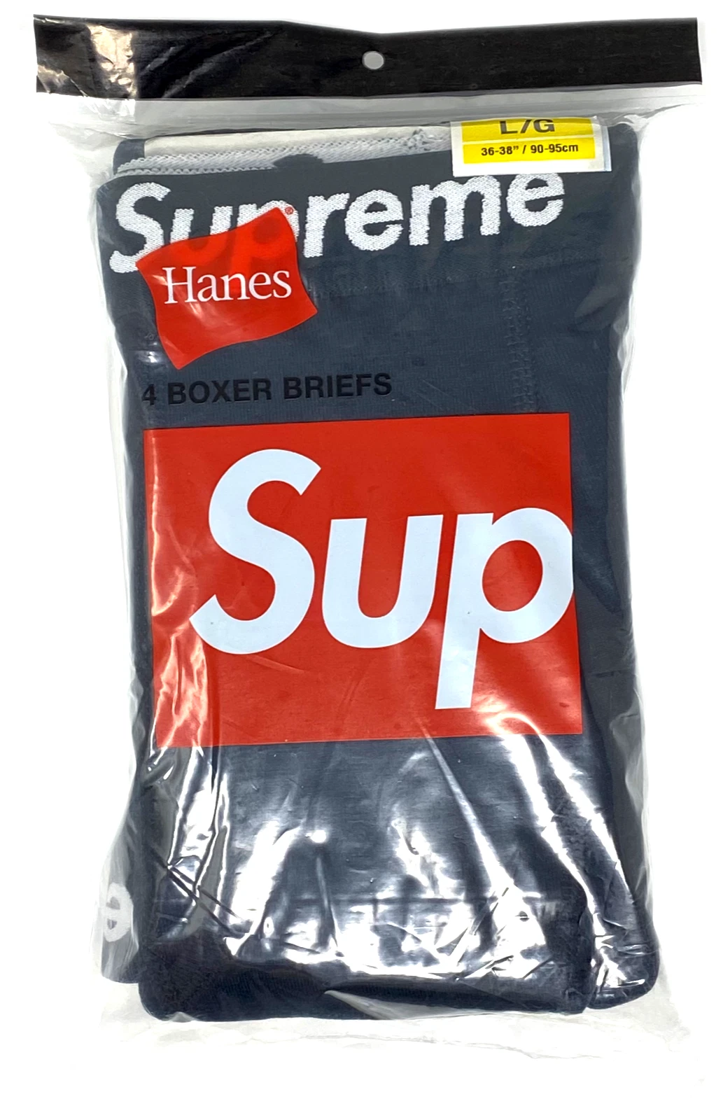 Authentique boxer slip sous vêtement noir Supreme / Hanes (lot de 4) GRAND / 36 38