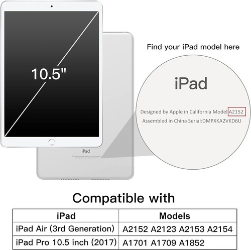 JETech iPad Air 3 Case (10.5" 2019, 3rd Gen) & iPad Pro 10.5, Smart Cover Blue - Afbeelding 4 van 13