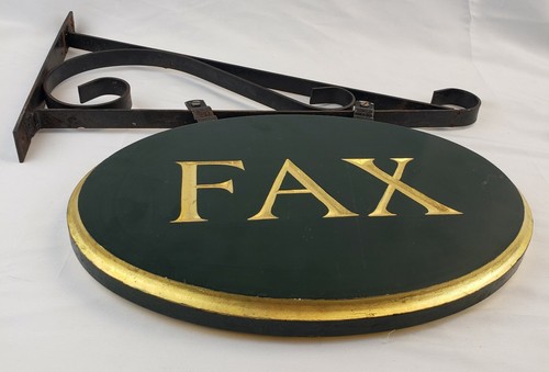 Ancienne enseigne fax vintage sur support fer forgé old advertising gasoil bidon étain - Photo 10/22