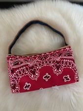 Tylie Malibu Rhinestone Red Bandana Mini Bag Shoulder Bag Purse ~ Y2k Vintage