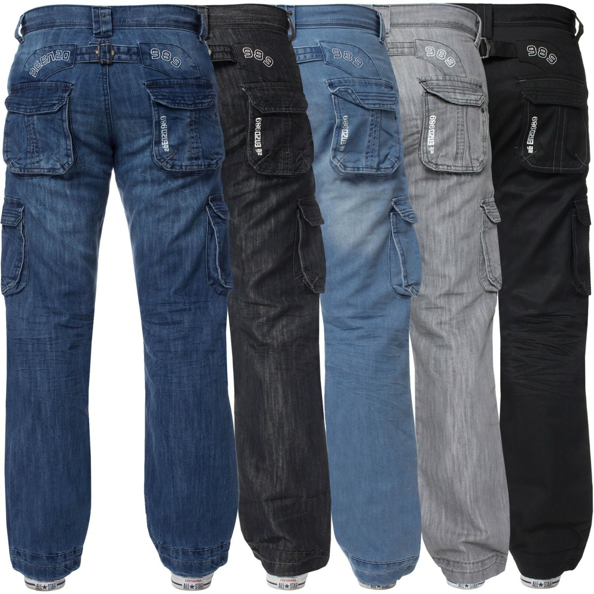 【EZKATON】25SS★ Ambition Denim Pants Enzo Mens Cargo Combat Jeans Denim Trouser Casual Work Pants