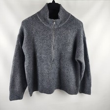 Vince Camuto Knit Sweater Womens XL Gray Pullover 1/4 Zip Stretch NWT
