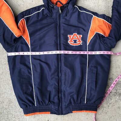 Vintage 90s Auburn Tigers Hooded Puffer Jacket Embroidered Logo