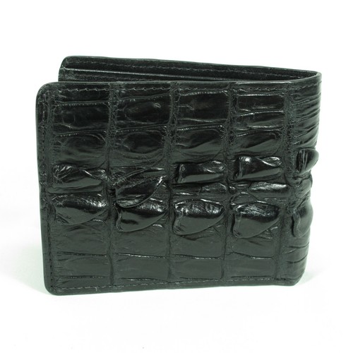 New Black Mens Slim Wallet Real Croc Leather Tail Skin Bi-fold Style Free Ship. - Picture 4 of 9