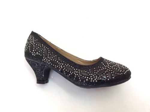 LINK Girls' Wedding slip on Stilettos heel party prom shoes flower rhinestone - 第 13/17 張圖片