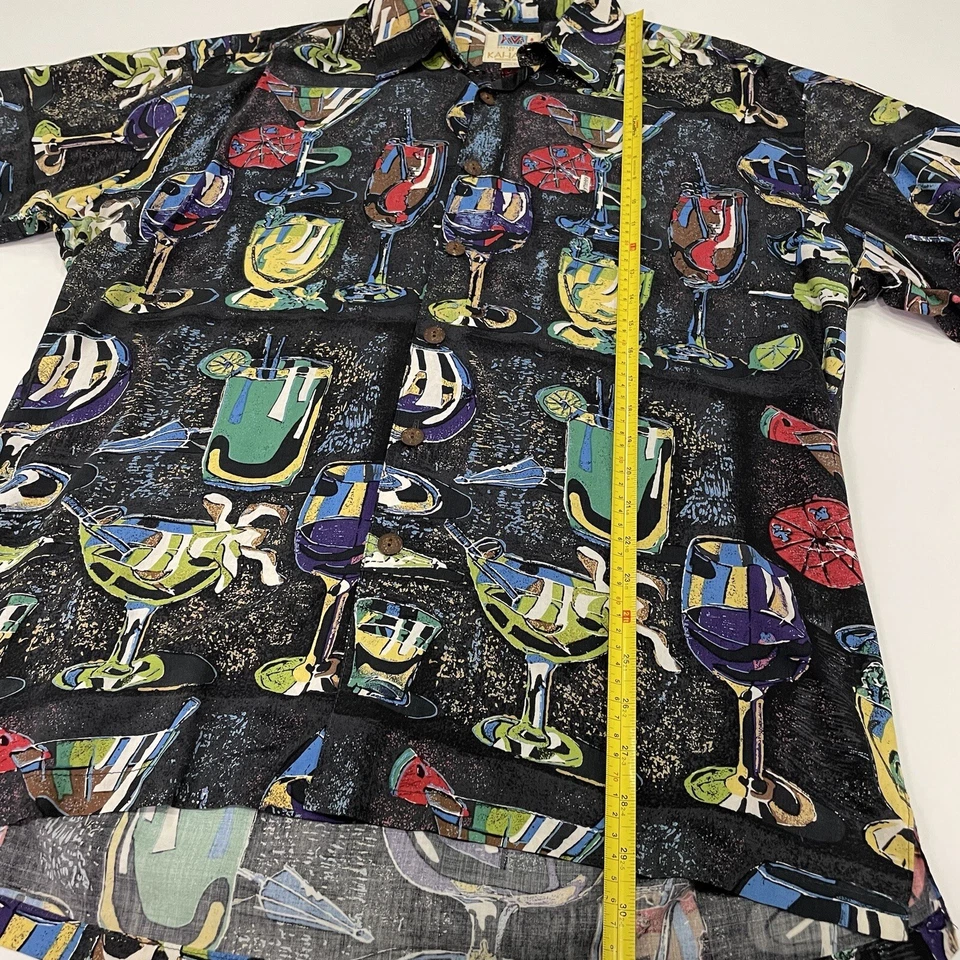 Camisa Kahala Avi Para Hombre Negra Coctelería Bar Bebidas Hawaiian Beach Island Hawaii M Foto 4 de 4