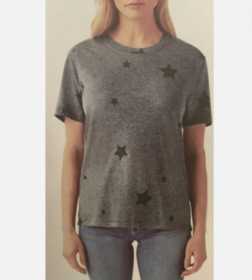 SPLENDID WOMEN'S CREW NECK STAR PRINT SHORT SLEEVE TOP (CHARCOAL GRAY XL)NWT