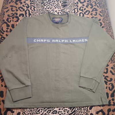 Vintage Ralph Lauren Chaps Sweatshirt Spellout Men' Size XL Small Flaws See Pics
