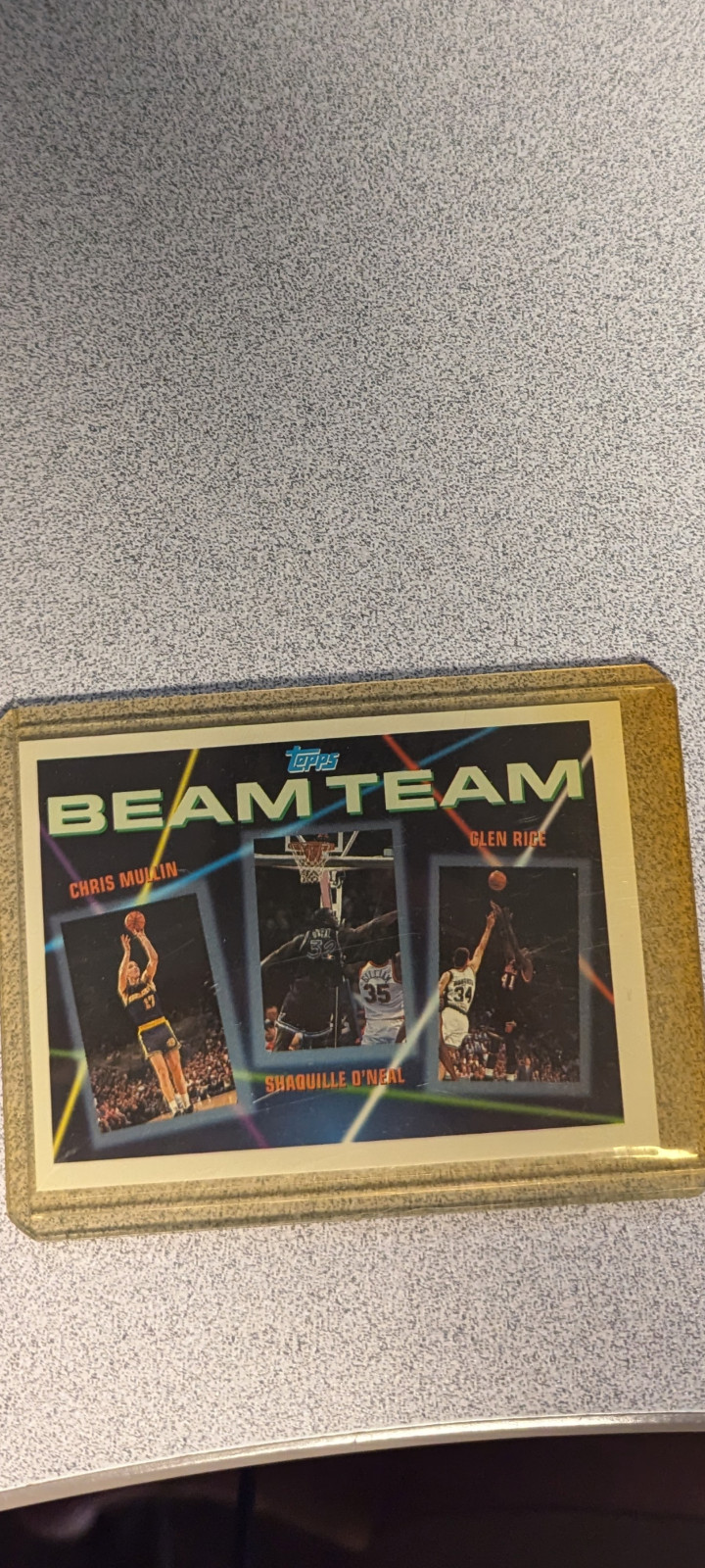 1992-93 Topps - Beam Team Gold #7 Shaquille O'Neal, Chris Mullin, Glen Rice (RC)