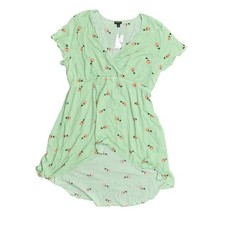 Torrid Green Fit & Flare Midi Dress Size 2 Plus Hi Low Floral V Neck