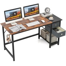 Industrial 140 cm Office Desk Writing Desk Workstation W/ 2 Drawers & Hook