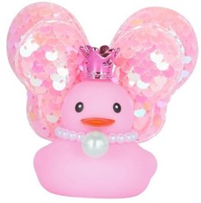 Pink Rubber Ducks for Car Decor with Crown, Pearl Necklace, Wings Pink 01