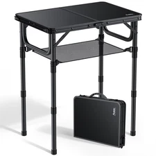 Folding Camping Table with Storage Net, Pure Black Aluminum 2ft Picnic Table ...