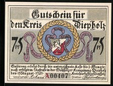 Notgeld Diepholz 1921, 75 Pf, Gutschein für ...