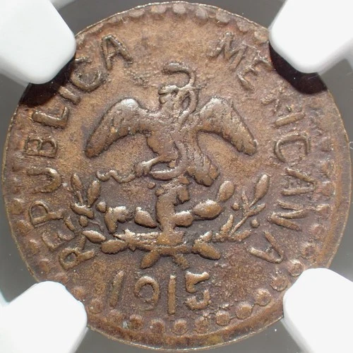 🔥 1915 Mexico 2 Centavos Cu (Puebla/Tetela Restrike, Uncircled) NGC AU 58 BN