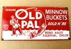 VINTAGE GENUINE OLD PAL 12x6" FISHING LURES OIL GAS GASOLINE PORCELAIN SIGN